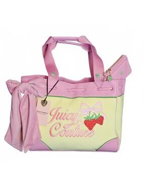Juicy Couture Retro Strawberry Daydreamer Tote Yellow Iris Y2K Style Viral NWT